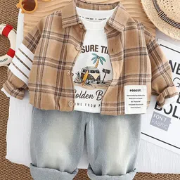 StyleCast x Revolte Boys Checked T-shirt And Shirt With Trousers-picture-40