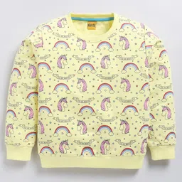 Kidcity Cotton Looper Full Sleeves Unicorn Printed Sweatshirt - Lemon-image-91