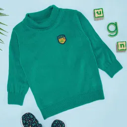 Pantaloons Baby Full Sleeves Aeroplane Patch Embroidered Sweater - Green-picture-32