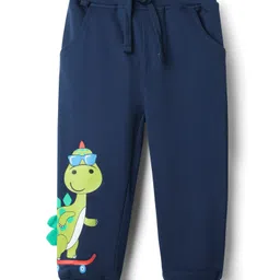 Babyhug Cotton Terry Knit Full Length Lounge Pant With Dino Print - Navy Blue-picture-23