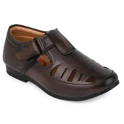 MLTC Self Designed With Velcro Closure Perforated Sandals - Brown-picture-12