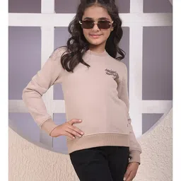 CRIMSOUNE CLUB Cotton Knit Full Sleeves Ancient Roots Text Printed Light Winter Sweatshirt - Beige-picture-39