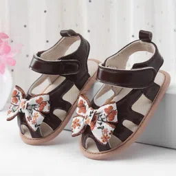 Cute Walk by Babyhug Booties With Bow Applique & Velcro Closure - Brown-picture-13