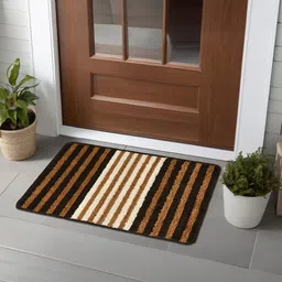 Kuber Industries 2 Pcs Brown & Black Anti-Skid Door Mats image 1