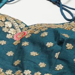 DIVASTRI Embroidered Thread Work Silk Semi-Stitched Lehenga & Blouse With Dupatta image 4