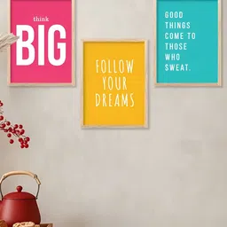 Kotart Brown & Blue 3 Pieces Wooden Motivational Painting Wall Arts-picture-33