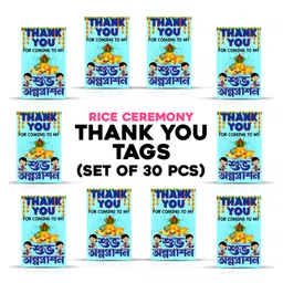 Zyozi Shubh Annaprashan Bengali Font Thank You Tags Blue  - Pack of 30 image 2