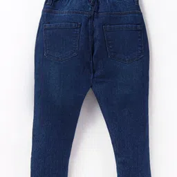 Babyhug Full Length Solid Color Denim Jeans With Stretch - Dark Blue image 2