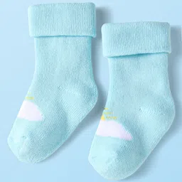 Cute Walk By Babyhug Knit Anti-Bacterial Ankle Length Socks With Rainbow & Stripe Design Pack Of 3 - Pink White Light Blue image 2