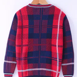 Smarty Boys 100% Premium Cotton Full Sleeves Pullover Checkered- Blue image 2