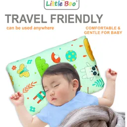 little boo LittleBoo Premium Memory Foam Head Shaping Pillow Animal Print - Green image 2