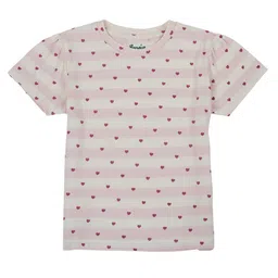 Pranava Organic Cotton Knit Half Sleeves Hearts Printed Top - Pink image 3