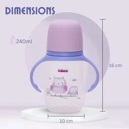 Adore Ireland Wide Neck Soft Spout sipper with Twin Handle-250ml- Purple Owl image 3