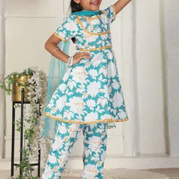 Cutiekins Girls Floral Printed A-Line Kurta with Trouser image 4