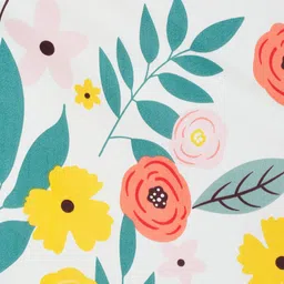 Myntra Elegant Homes White & Green Floral Printed 300 TC Single Bedsheet Set image 4