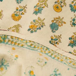 Fabindia Yellow Floral Cotton Round 6-Seater Table Cover image 3