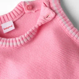 Babyhug Knit Sleeveless Solid Color Pullover Sweater Vest - Pink image 4