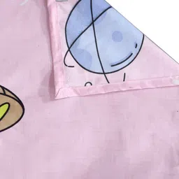 FABINALIV Kids Single Bedsheet with 1 Pillow Cover 210 TC Polycotton Cartoon  Pink image 5