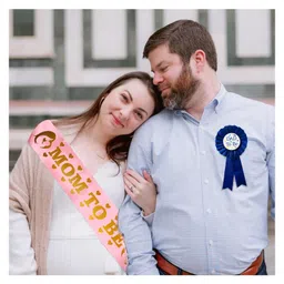 Zyozi Baby Shower Combo, Dad To Be Badge & Mom To Be Sash (Pack Of 2) image 5