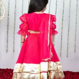 Li'l Angels Girls Embellished Sequinned Ready to Wear Lehenga & Blouse With Dupatta image 4