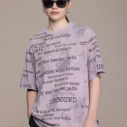 The Roadster Life Co. Typography Drop-Shoulder Washed Effect Pure Cotton Oversized T-shirt-image-87