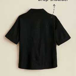 Hopscotch Boys Black Button Up Textured Casual Shirt image 2