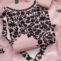 Panzora Floral Embroidered Unstitched Dress Material-image-4