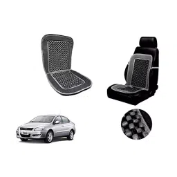 Auto Pearl Car Wooden Bead Seat Cushion with Grey Velvet Border Compatible for Chery Cielo-picture-15