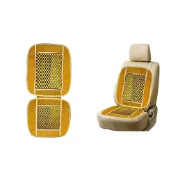 Auto Pearl Car Wooden Bead Seat Cushion with Grey Velvet Border Compatible for All Sedan Cars-picture-28