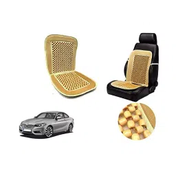 Auto Pearl Car Wooden Bead Seat Cushion with Beige Velvet Border Compatible for BMW 2 Series-image-78