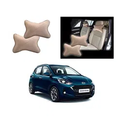 Auto Pearl Beige Designer Car Neck Rest Pillow Compatible for I10 Grand Nios-picture-41