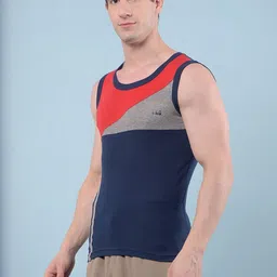 RKG Pack Of 7 Assorted Cotton Colourblocked Round Neck Gym Vests-image-22