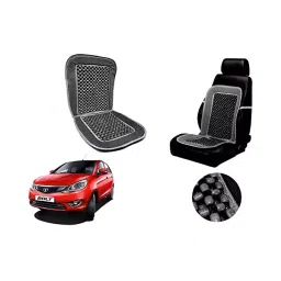 Auto Pearl Car Wooden Bead Seat Cushion with Grey Velvet Border Compatible for Tata Bolt-picture-25