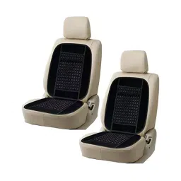Auto Pearl Car Wooden Bead Seat Cushion with Black Velvet Border Compatible for All car (Set of 2)-picture-37