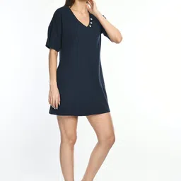 PRETILLY Women Ribbed Cotton A-Line Mini Dress image 5