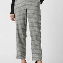 Van Heusen Woman Women Checked Regular Fit Mid-Rise Formal Trousers-image-17