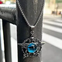 P. R. PRINTS Silver-Plated Stainless Steel Devil's Eye Pendant With Chain-picture-16