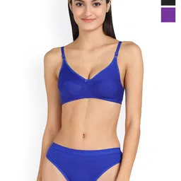 PIBU Pack of 3 Cotton Bra With Briefs-picture-26