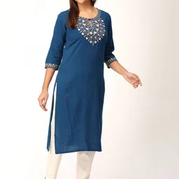 MAKEOVER FASHIONS Ethnic Motifs Embroidered Thread Work Thread Work Kurti image 5