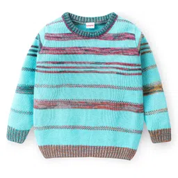 Babyhug Acrylic Knit Full Sleeves Sweater Striped - Blue-picture-26