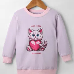 BUMZEE Looper Knit Full Sleeves Cat Printed Sweatshirt - Lilac-image-49