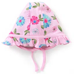 Babyoye  100% Cotton With Eco Jiva Finish Caps, Gloves & Mittens Floral Print - Pink image 2