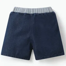 Mark & Mia Cotton Above Knee Length Washed Shorts with Rail Embroidery - Navy Blue image 2