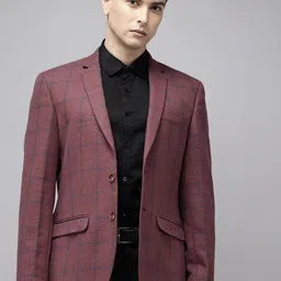 Park Avenue Checked Notched Lapel Formal Blazer-picture-38