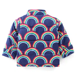Babyhug Full Sleeves Puffed Hooded Jacket Rainbow Printed - Purple image 3