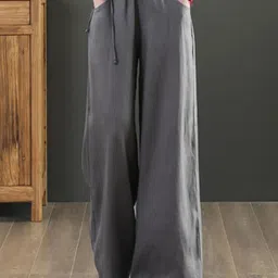 StyleCast x Revolte Women Linen Loose Fit Easy Wash Pleated Wide Leg Trousers-image-23