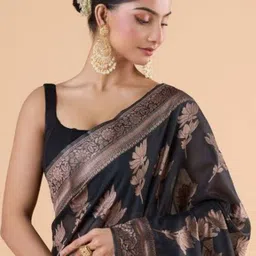 CANIZZARO Floral Woven Design Zari Banarasi Saree image 4