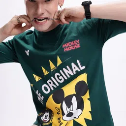 Kook N Keech Men Mickey Mouse Printed Drop-Shoulder Sleeves Oversized Pure Cotton T-shirt-picture-23