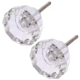 Atom 1.25 Inch Glass Polished Finish Door Knob GK-Flower-Clear-102 (Pack of 2)-picture-41