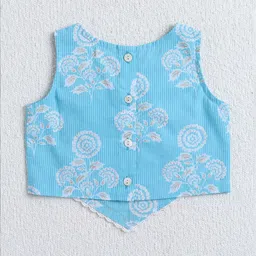 The Magic Wand Girls Printed Ready To Wear Cotton Lehenga & Blouse With Dupatta image 4